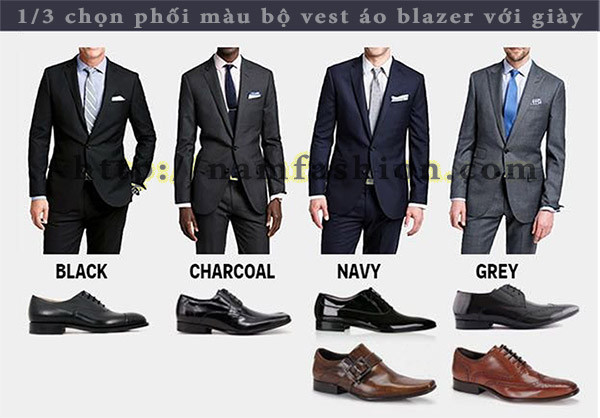 Phối màu bộ vest áo blazer với giày