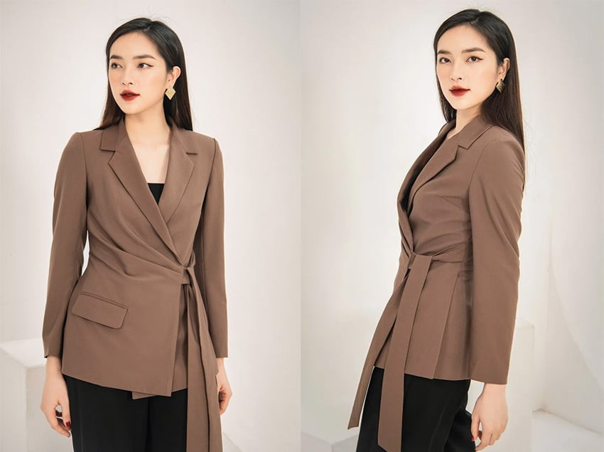 Áo blazer buộc đai