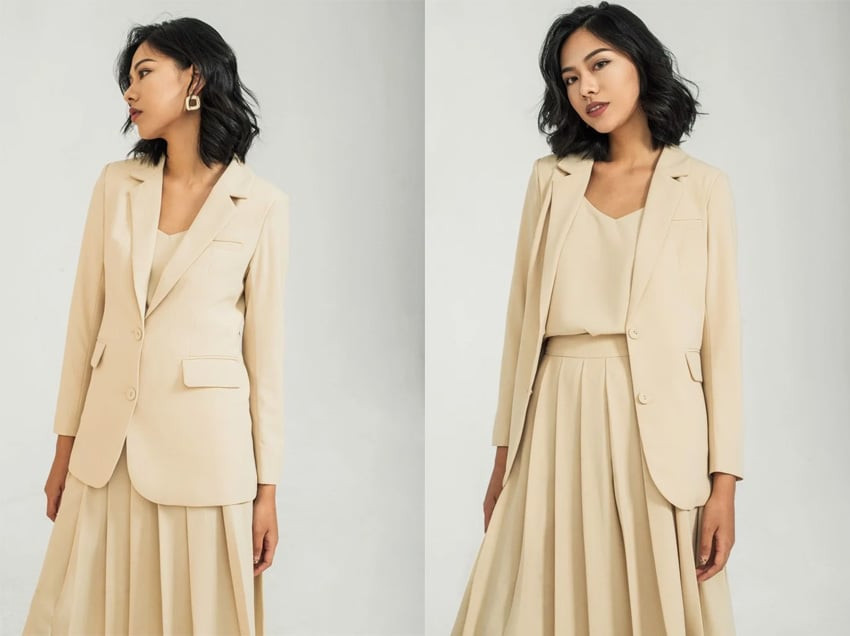 Áo blazer nữ Elena màu be sáng