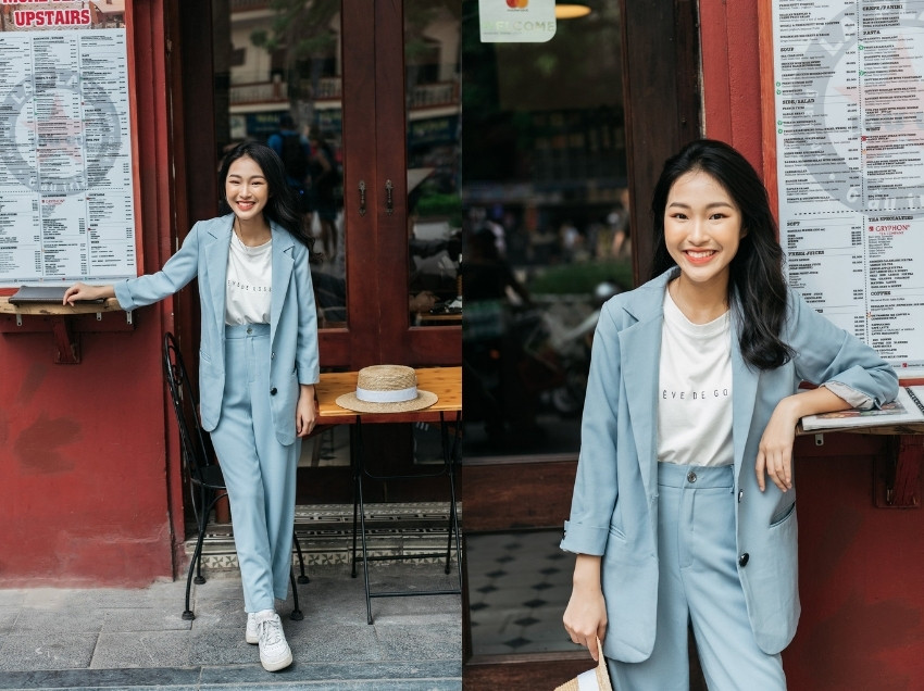 Áo blazer nữ màu xanh blue