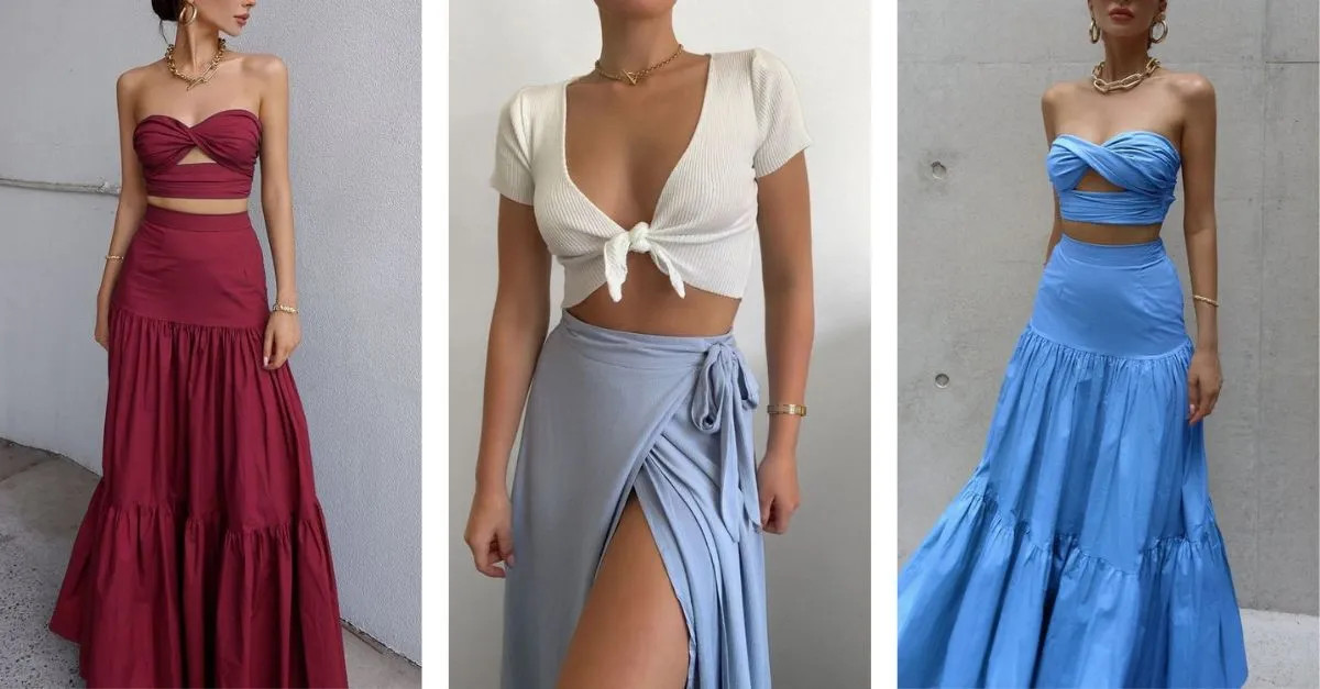 Áo croptop chân váy maxi