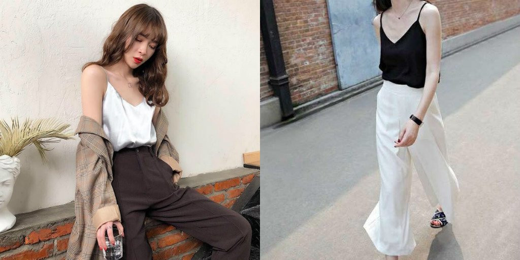 Áo hai dây với quần culottes