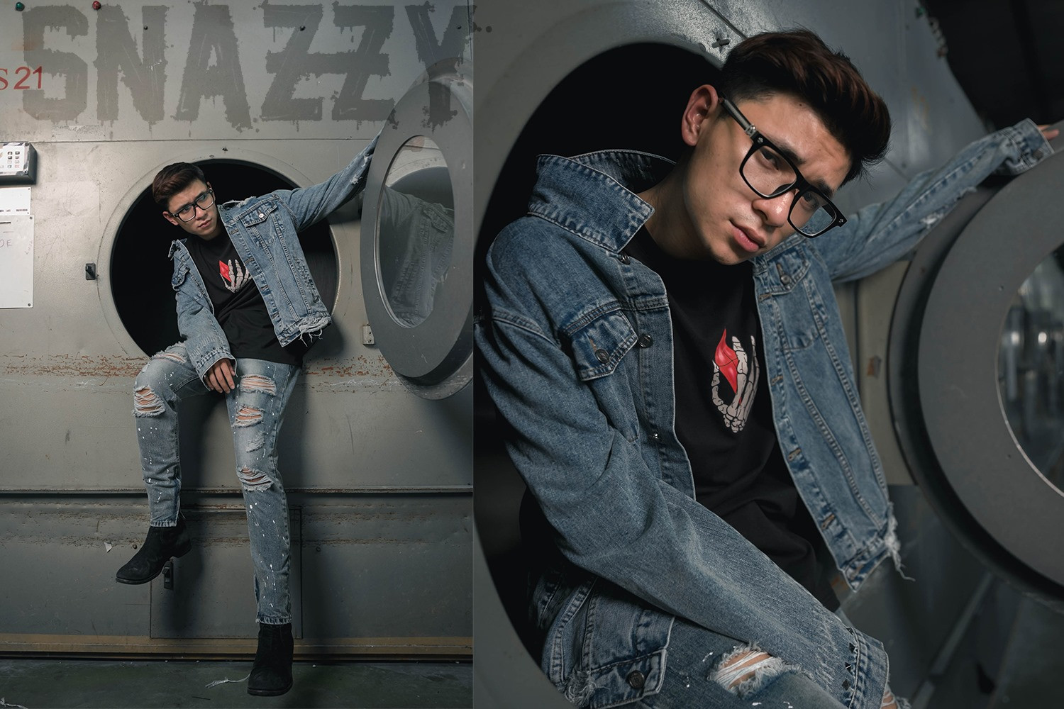 Mix hoodie với denim jacket