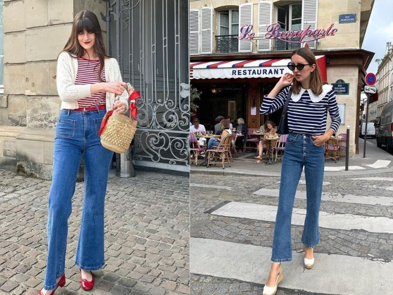 phong cách thời trang với quần jeans loe