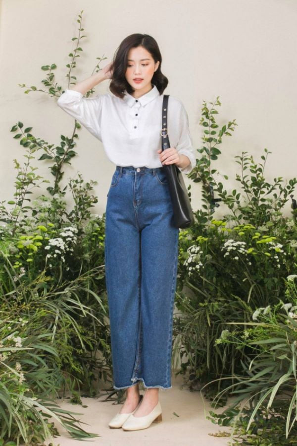 Quần culottes với túi đeo chéo