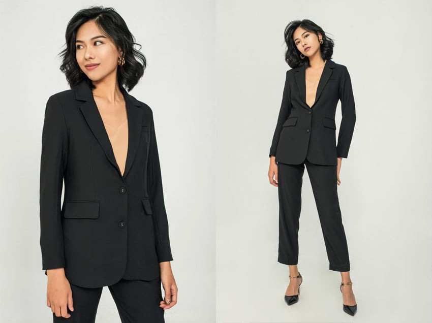 Set vest blazer nữ Karen đen