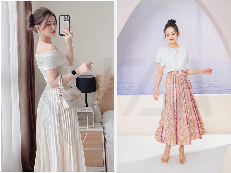 Phối áo trễ vai - áo blouse