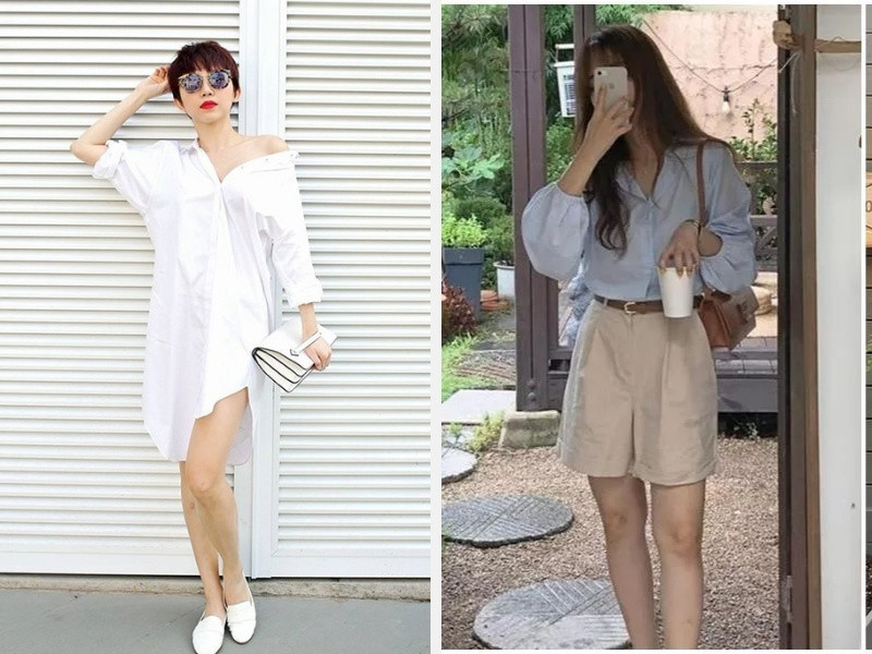 Phong cách giấu quần với áo sơ mi và áo sơ mi oversize