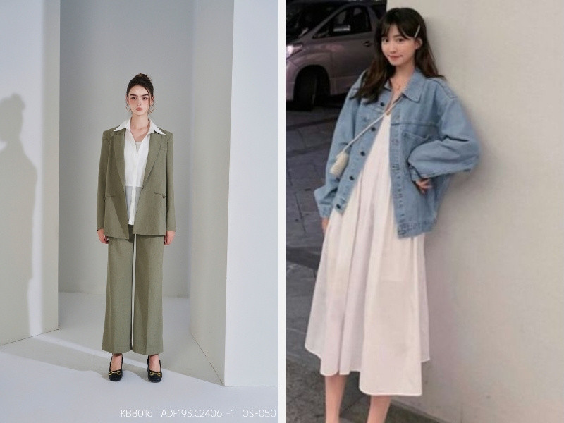 Quần culottes và áo blazer