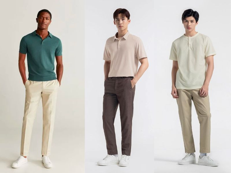 Cách phối quần kaki nam với áo thun cho chàng tự tin, nổi bật