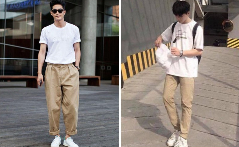 Cách phối quần kaki nam với áo thun cho chàng tự tin, nổi bật