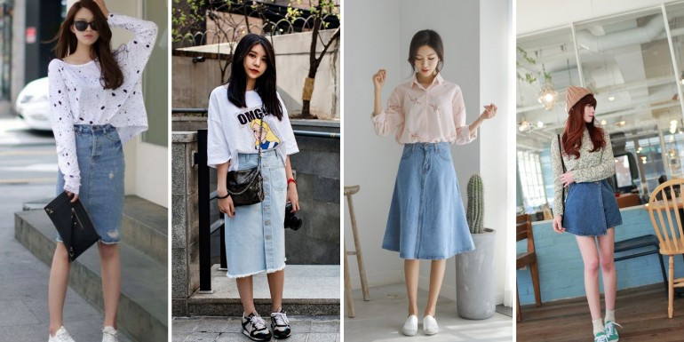 Mix and match: Chân váy jeans mặc với áo gì đẹp – độc – chất?